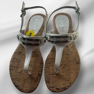 New With Tags, Guess Metallic‎ Silver Sandals